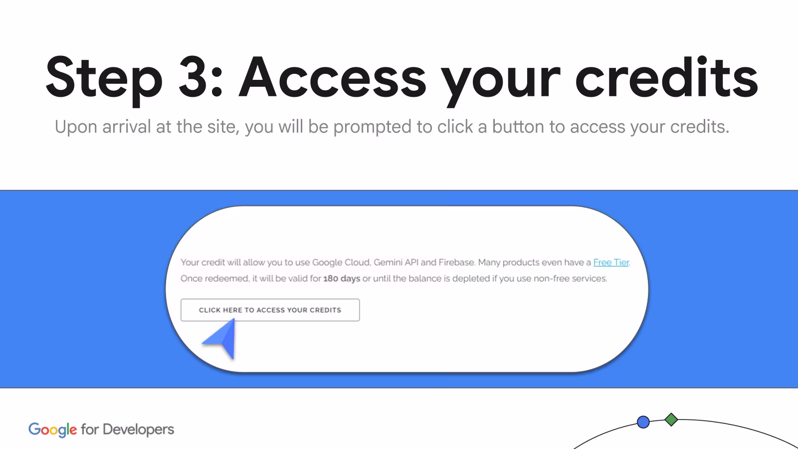 Click the access credits button
