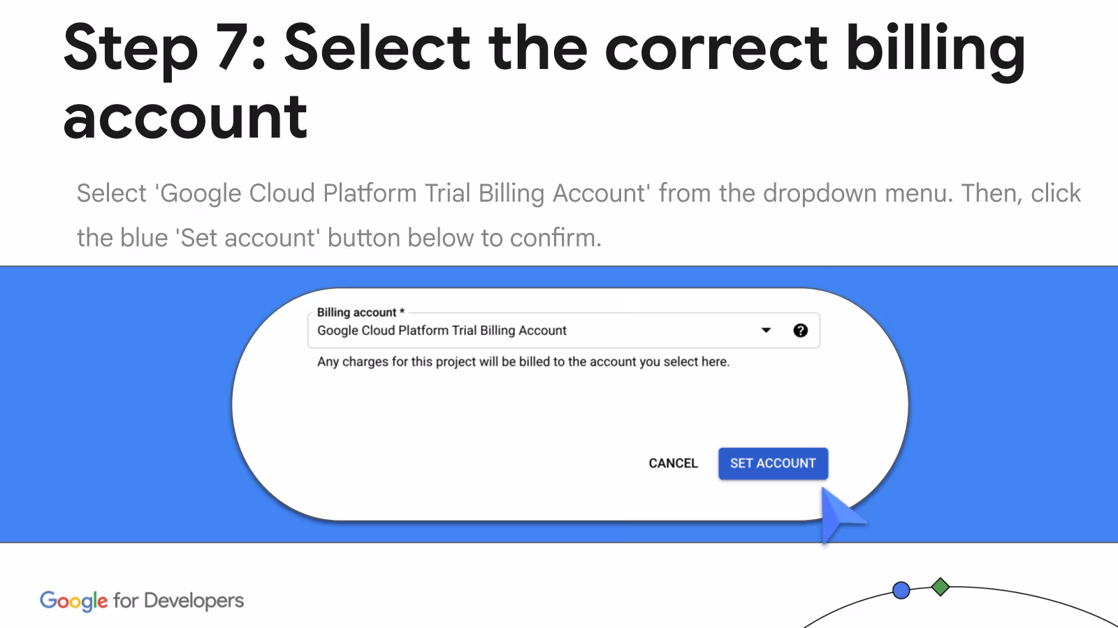 Billing account dropdown with Google Cloud Platform Trial Billing Account selected